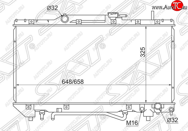 4 599 р. Радиатор двигателя SAT Toyota Caldina T190 дорестайлинг универсал (1992-1995)  с доставкой в г. Омск