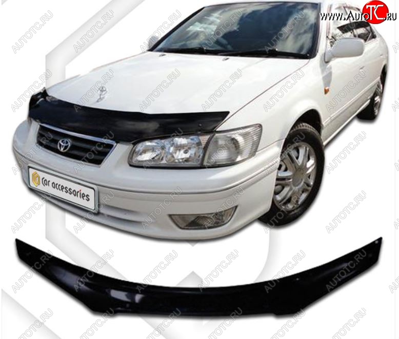 2 159 р. Дефлектор капота  Camry Gracia Wagon (MCV21W, MCV25W, SXV20W, SXV25W) CA-Plastiс  Toyota Camry  XV20 (1999-2001) (Classic черный, Без надписи)  с доставкой в г. Омск