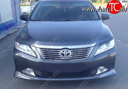 3 999 р. Накладка на передний бампер CT Toyota Camry XV50 дорестайлинг (2011-2014) (Неокрашенная)  с доставкой в г. Омск