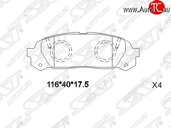 1 199 р. Колодки тормозные SAT (задние) Toyota Cresta X100 дорестайлинг (1996-1998)  с доставкой в г. Омск