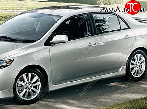 7 399 р. Пороги накладки CT Toyota Corolla E150 седан дорестайлинг (2006-2010) (Неокрашенные)  с доставкой в г. Омск