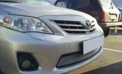 1 539 р. Сетка на бампер Russtal (хром) Toyota Corolla E150 седан рестайлинг (2009-2013)  с доставкой в г. Омск. Увеличить фотографию 2