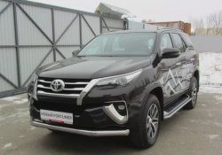 Одинарная защита переднего бампера диаметром 76 мм Slitkoff Toyota (Тойота) Fortuner (Фортунер)  AN160 (2015-2020) AN160 дорестайлинг