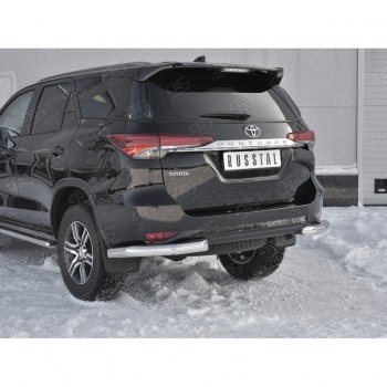 23 799 р. Защита заднего бампера (Ø76 мм уголки, нержавейка) SLITKOFF  Toyota Fortuner  AN160 (2015-2020) дорестайлинг  с доставкой в г. Омск. Увеличить фотографию 4