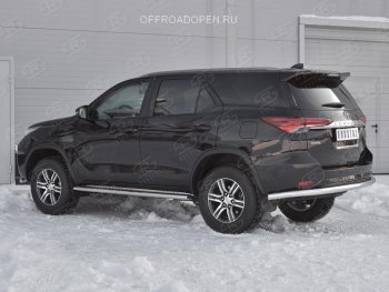 22 549 р. Защита заднего бампера (Ø63 мм, нержавейка) SLITKOFF Toyota Fortuner AN160 дорестайлинг (2015-2020)  с доставкой в г. Омск. Увеличить фотографию 3