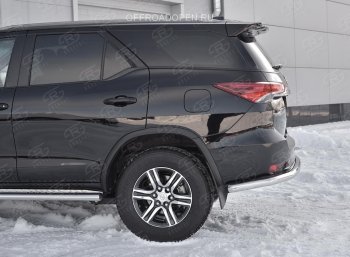 22 549 р. Защита заднего бампера (Ø63 мм, нержавейка) SLITKOFF Toyota Fortuner AN160 дорестайлинг (2015-2020)  с доставкой в г. Омск. Увеличить фотографию 4