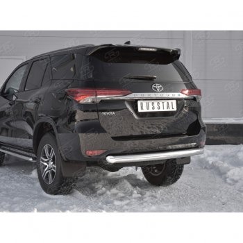 15 649 р. Защита заднего бампера (Ø63 мм короткая, нержавейка) Russtal Toyota Fortuner AN160 дорестайлинг (2015-2020)  с доставкой в г. Омск. Увеличить фотографию 4