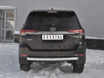 17 999 р. Защита заднего бампера (Ø63 мм короткая, нержавейка) SLITKOFF  Toyota Fortuner  AN160 (2015-2020) дорестайлинг  с доставкой в г. Омск. Увеличить фотографию 1