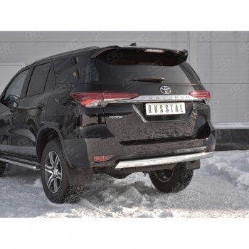 12 949 р. Защита заднего бампера (Ø75х42 мм, нержавейка) Russtal Toyota Fortuner AN160 дорестайлинг (2015-2020)  с доставкой в г. Омск. Увеличить фотографию 4