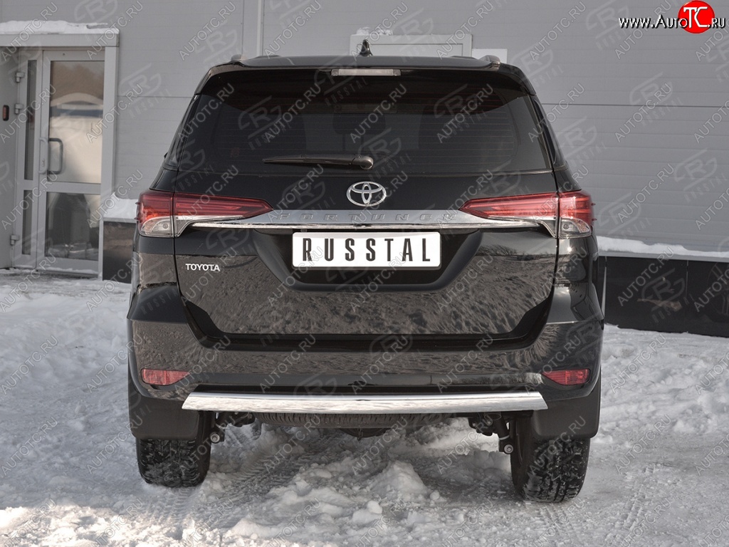 12 949 р. Защита заднего бампера (Ø75х42 мм, нержавейка) Russtal Toyota Fortuner AN160 дорестайлинг (2015-2020)  с доставкой в г. Омск