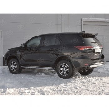 20 349 р. Защита заднего бампера (2 трубы Ø76х42 мм, нержавейка) Russtal Toyota Fortuner AN160 дорестайлинг (2015-2020)  с доставкой в г. Омск. Увеличить фотографию 2