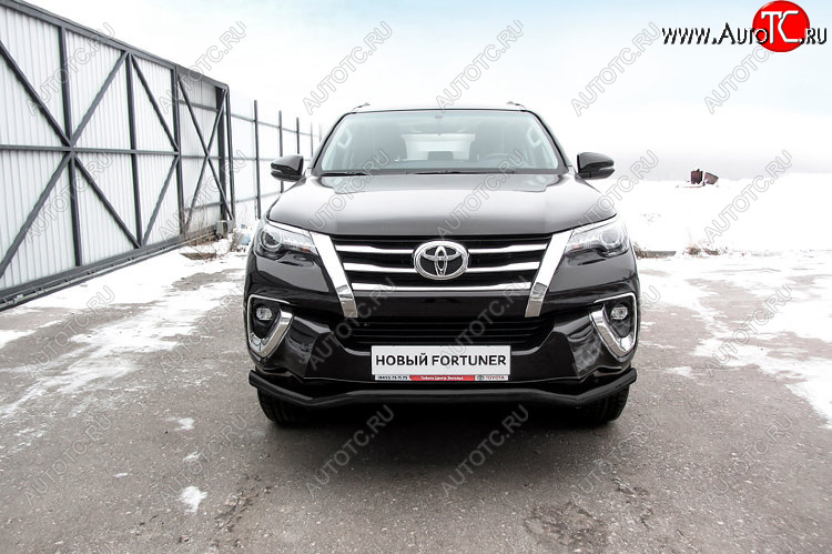 14 999 р. Защита переднего бампера Slitkoff (Ø 57 мм, волна).  Toyota Fortuner  AN160 (2015-2020) дорестайлинг (Сталь с полимерным покрытием. Цвет: черный)  с доставкой в г. Омск