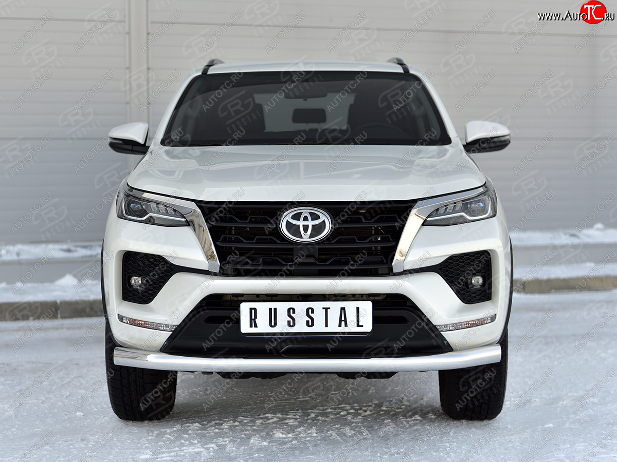 15 649 р. Защита переднего бампера (Ø76 мм, нержавейка) Russtal Toyota Fortuner AN160 рестайлинг (2020-2024)  с доставкой в г. Омск