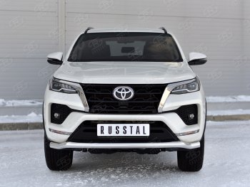 Защита переднего бампера (Ø63 мм, нержавейка) Russtal Toyota Fortuner AN160 рестайлинг (2020-2024)