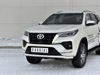 14 999 р. Защита переднего бампера (Ø63 мм, нержавейка) Russtal Toyota Fortuner AN160 рестайлинг (2020-2024)  с доставкой в г. Омск. Увеличить фотографию 2