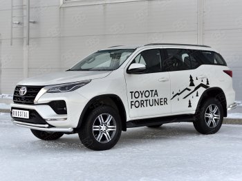 17 999 р. Защита переднего бампера (2 трубы Ø63 и 42 мм, нержавейка) Russtal Toyota Fortuner AN160 рестайлинг (2020-2024)  с доставкой в г. Омск. Увеличить фотографию 2