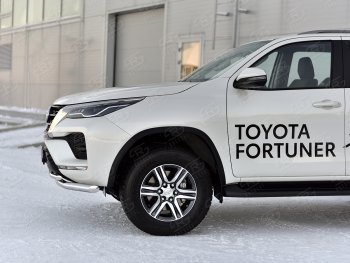 17 999 р. Защита переднего бампера (2 трубы Ø63 и 42 мм, нержавейка) Russtal Toyota Fortuner AN160 рестайлинг (2020-2024)  с доставкой в г. Омск. Увеличить фотографию 4