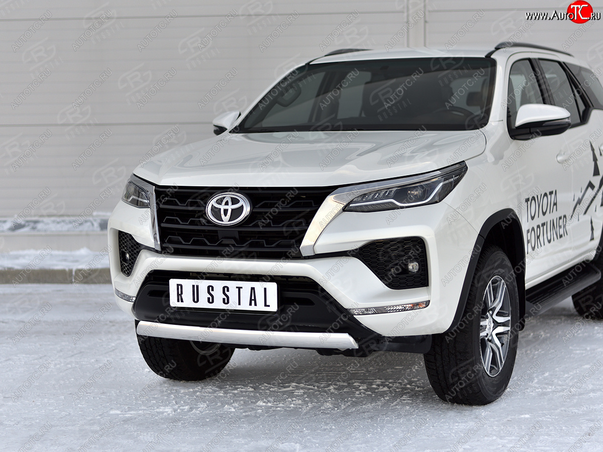 16 699 р. Защита переднего бампера (Ø75х42 мм, нержавейка) Russtal Toyota Fortuner AN160 рестайлинг (2020-2024)  с доставкой в г. Омск