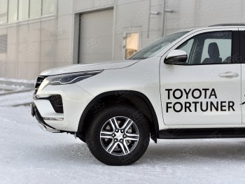 16 699 р. Защита переднего бампера (Ø75х42 мм, нержавейка) Russtal Toyota Fortuner AN160 рестайлинг (2020-2024)  с доставкой в г. Омск. Увеличить фотографию 4