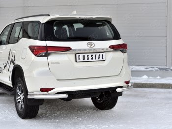 17 449 р. Защита заднего бампера (Ø63 и 42 мм, нержавейка) SLITKOFF  Toyota Fortuner  AN160 (2020-2024) рестайлинг  с доставкой в г. Омск. Увеличить фотографию 2