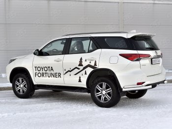 17 449 р. Защита заднего бампера (Ø63 и 42 мм, нержавейка) SLITKOFF  Toyota Fortuner  AN160 (2020-2024) рестайлинг  с доставкой в г. Омск. Увеличить фотографию 3