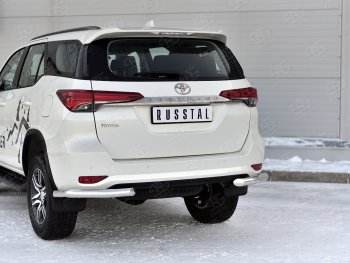 17 949 р. Защита заднего бампера (Ø63 мм уголки, нержавейка) SLITKOFF  Toyota Fortuner  AN160 (2020-2025) рестайлинг  с доставкой в г. Омск. Увеличить фотографию 2