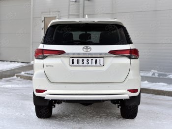 10 649 р. Защита заднего бампера (Ø75х42 мм, нержавейка) Russtal  Toyota Fortuner  AN160 (2020-2024) рестайлинг  с доставкой в г. Омск. Увеличить фотографию 1