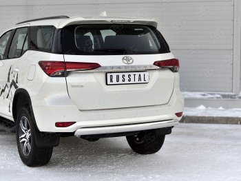 10 649 р. Защита заднего бампера (Ø75х42 мм, нержавейка) Russtal  Toyota Fortuner  AN160 (2020-2024) рестайлинг  с доставкой в г. Омск. Увеличить фотографию 2