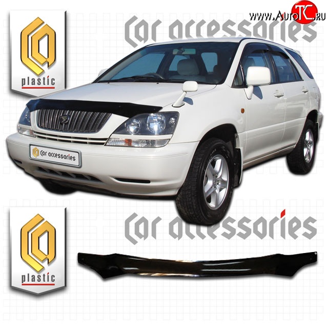 1 989 р. Дефлектор капота CA Plastic  Toyota Harrier  XU10 (1997-2003) дорестайлинг, рестайлинг (Classic черный, Без надписи)  с доставкой в г. Омск