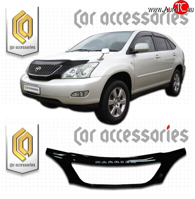 3 069 р. Дефлектор капота CA-Plastic exclusive  Toyota Harrier  XU30 (2003-2013) (Classic черный, Без надписи)  с доставкой в г. Омск