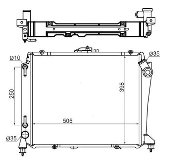 Радиатор двигателя SAT (DIESEL AT) Toyota (Тойота) Hiace (Хайс)  H100 (1989-2004) H100 минивэн дорестайлинг (Япония), минивэн 1-ый рестайлинг (Япония), минивэн (Япония)  2-ой рестайлинг