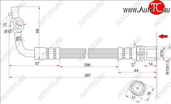 579 р. Тормозной шланг SAT (левый)  Toyota Hiace  H100 (1989-2004) минивэн дорестайлинг (Япония), минивэн 1-ый рестайлинг (Япония), минивэн (Япония)  2-ой рестайлинг  с доставкой в г. Омск