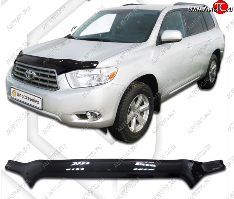 2 299 р. Дефлектор капота CA-Plastic  Toyota Highlander  XU40 (2007-2010) дорестайлинг (Classic черный, Без надписи)  с доставкой в г. Омск