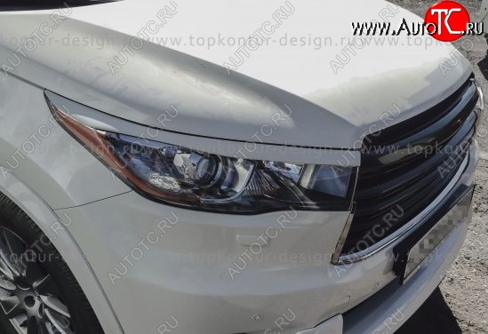 2 199 р. Реснички на фары TopKontur Design  Toyota Highlander  XU50 (2013-2017) дорестайлинг (Неокрашенные)  с доставкой в г. Омск