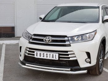 26 999 р. Защита переднего бампера (2 трубы Ø63 и 42 мм, нержавейка) SLITKOFF  Toyota Highlander  XU50 (2016-2020) рестайлинг  с доставкой в г. Омск. Увеличить фотографию 2