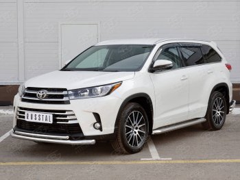 26 999 р. Защита переднего бампера (2 трубы Ø63 и 42 мм, нержавейка) SLITKOFF  Toyota Highlander  XU50 (2016-2020) рестайлинг  с доставкой в г. Омск. Увеличить фотографию 3