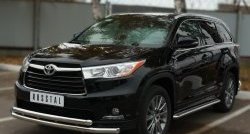 27 999 р. Защита переднего бампера (2 трубыØ63 мм, нержавейка) SLITKOFF Toyota Highlander XU50 дорестайлинг (2013-2017)  с доставкой в г. Омск. Увеличить фотографию 3