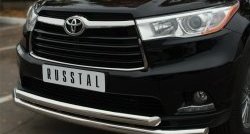 27 999 р. Защита переднего бампера (2 трубыØ63 мм, нержавейка) SLITKOFF Toyota Highlander XU50 дорестайлинг (2013-2017)  с доставкой в г. Омск. Увеличить фотографию 4