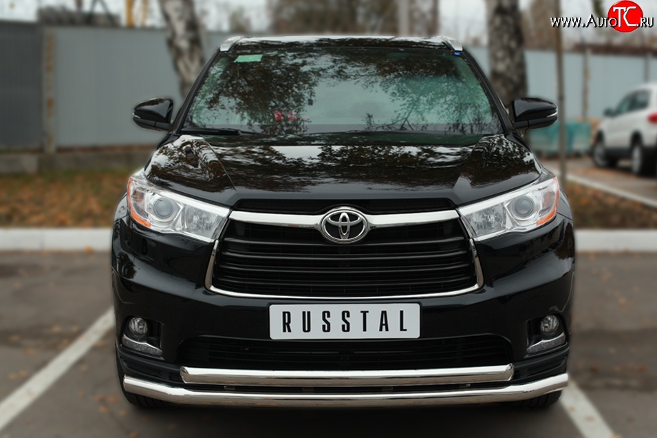 27 999 р. Защита переднего бампера (2 трубыØ63 мм, нержавейка) SLITKOFF Toyota Highlander XU50 дорестайлинг (2013-2017)  с доставкой в г. Омск