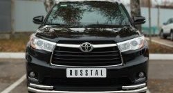 21 999 р. Защита переднего бампера (2 трубыØ63 и 42 мм, нержавейка) SLITKOFF  Toyota Highlander  XU50 (2013-2017) дорестайлинг  с доставкой в г. Омск. Увеличить фотографию 1