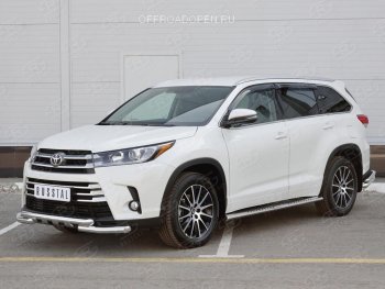 23 699 р. Защита переднего бампера (2 трубы Ø63 мм, нержавейка) SLITKOFF  Toyota Highlander  XU50 (2013-2017) дорестайлинг  с доставкой в г. Омск. Увеличить фотографию 3