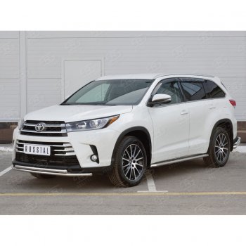 18 599 р. Защита переднего бампера (2 трубыØ42 мм, нержавейка) SLITKOFF Toyota Highlander XU50 дорестайлинг (2013-2017)  с доставкой в г. Омск. Увеличить фотографию 2