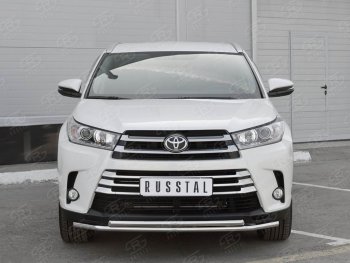 18 599 р. Защита переднего бампера (2 трубыØ42 мм, нержавейка) SLITKOFF Toyota Highlander XU50 дорестайлинг (2013-2017)  с доставкой в г. Омск. Увеличить фотографию 3