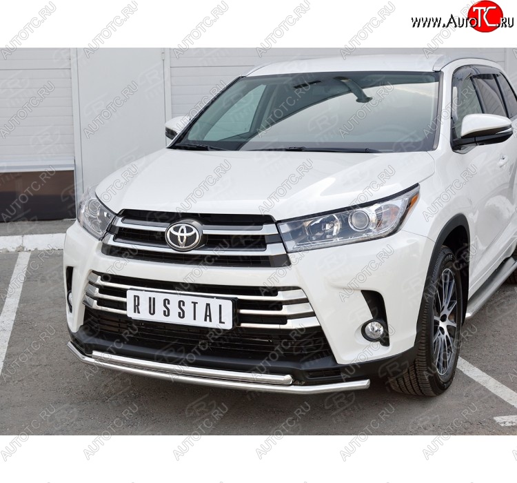 18 599 р. Защита переднего бампера (2 трубыØ42 мм, нержавейка) SLITKOFF Toyota Highlander XU50 дорестайлинг (2013-2017)  с доставкой в г. Омск