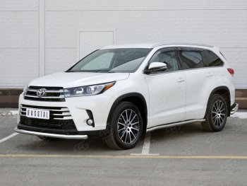 17 999 р. Одинарная защита переднего бампера диаметром 63 мм SLITKOFF Toyota Highlander XU50 дорестайлинг (2013-2017)  с доставкой в г. Омск. Увеличить фотографию 2