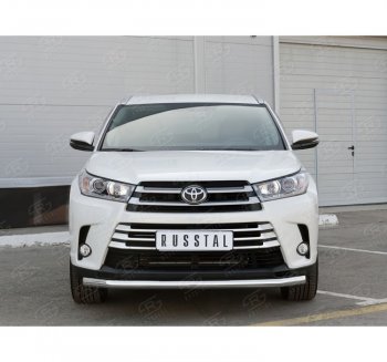 15 999 р. Одинарная защита переднего бампера диаметром 63 мм SLITKOFF  Toyota Highlander  XU50 (2013-2017) дорестайлинг  с доставкой в г. Омск. Увеличить фотографию 3