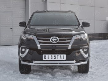 22 999 р. Защита переднего бампера (2 трубыØ63 мм, нержавейка) SLITKOFF  Toyota Highlander  XU50 (2013-2017) дорестайлинг  с доставкой в г. Омск. Увеличить фотографию 3