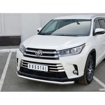 17 999 р. Одинарная защита переднего бампера диаметром 63 мм SLITKOFF Toyota Highlander XU50 дорестайлинг (2013-2017)  с доставкой в г. Омск. Увеличить фотографию 1