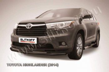 9 499 р. защита переднего бампера Slitkoff Toyota Highlander XU50 дорестайлинг (2013-2017) (Цвет: серебристый)  с доставкой в г. Омск. Увеличить фотографию 1