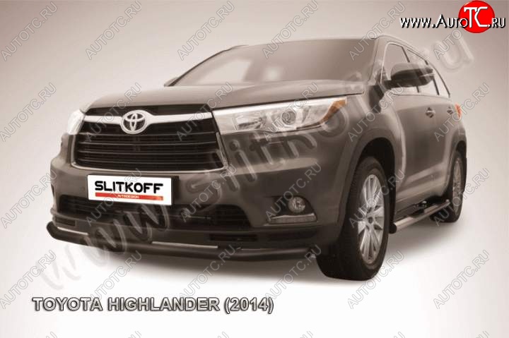 9 499 р. защита переднего бампера Slitkoff  Toyota Highlander  XU50 (2013-2017) дорестайлинг (Цвет: серебристый)  с доставкой в г. Омск